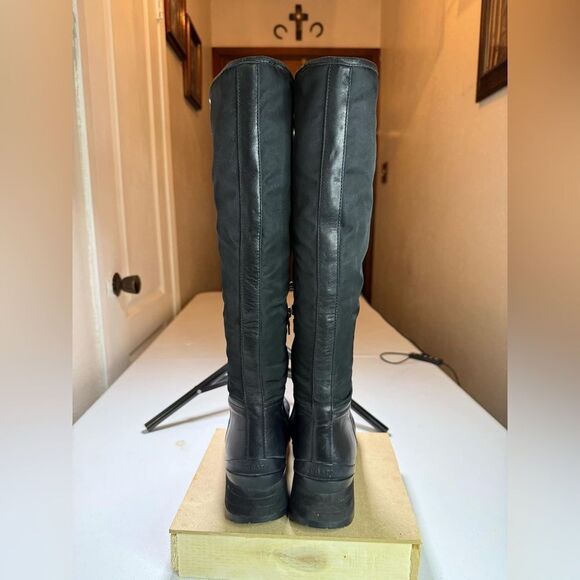 PRADA boots knee high 36.5 US 6.5 black leather nylon - Picture 5 of 16